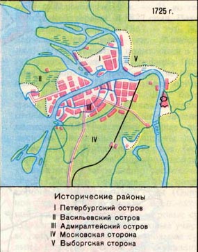 территория Петербурга в 1725 г. 