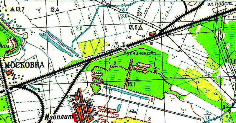 станция Купчинская на карте 1969 года