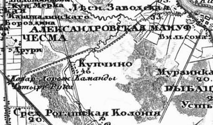 Фрагмент карты С.-Петербургской губернии 1840 г.