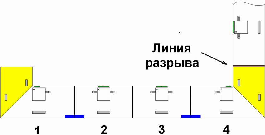 схема пристроенной части дома с угловыми секциями